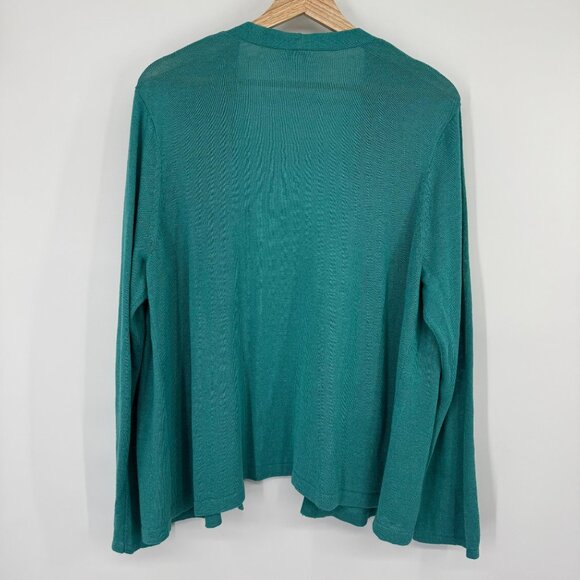 J. Jill Womens Teal Open Front Cardigan sweater size XL linen blend - Picture 7 of 14